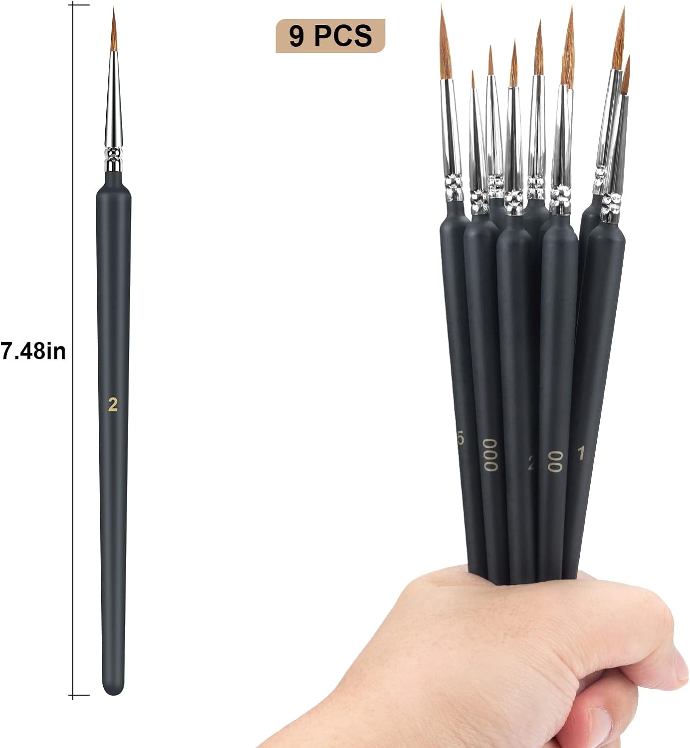 9pcs Miniature Paint Brushes Set for Fine Detailing & Art Painting