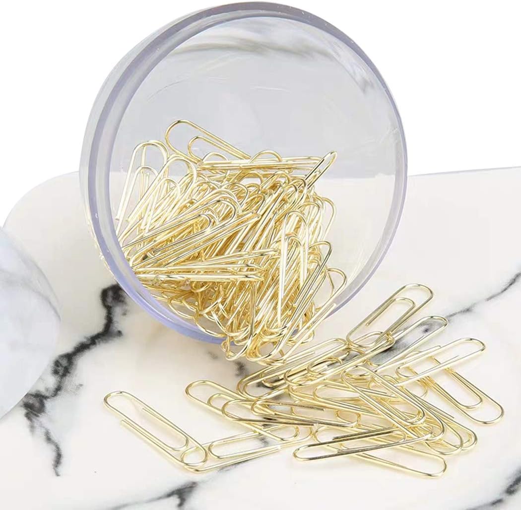 100pcs 28mm Paper Clips in Elegant Magnetic Clip Holder