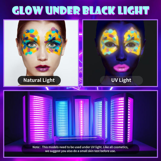 12Pcs Glow in The Black Light Dark Face Body Paint