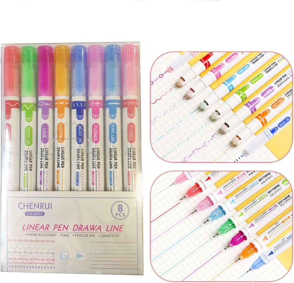 8PCS Curve Highlighter Flair Pens for Writing Journaling