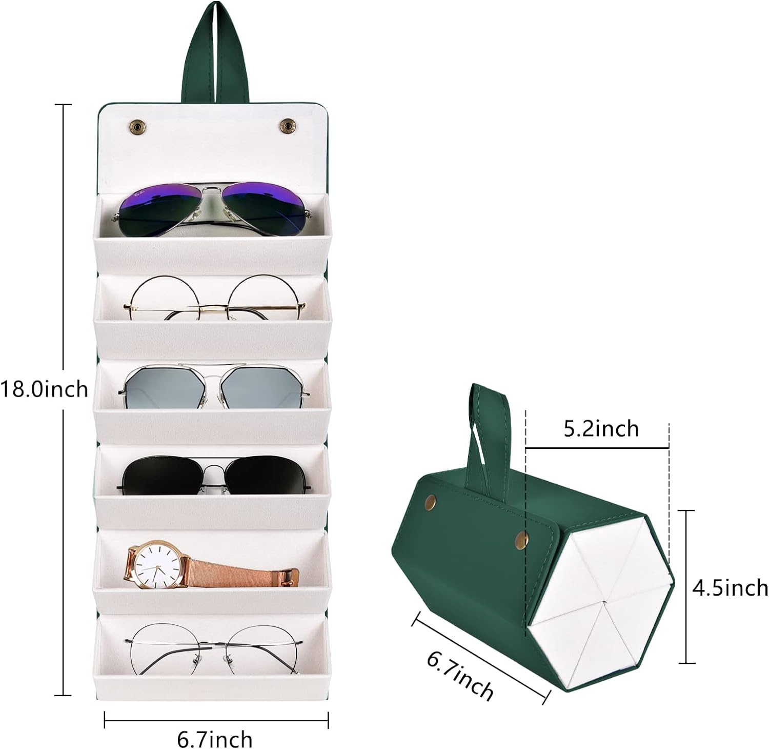 PU Leather Foldable Sunglasses Organizer Box Eyeglass Holder