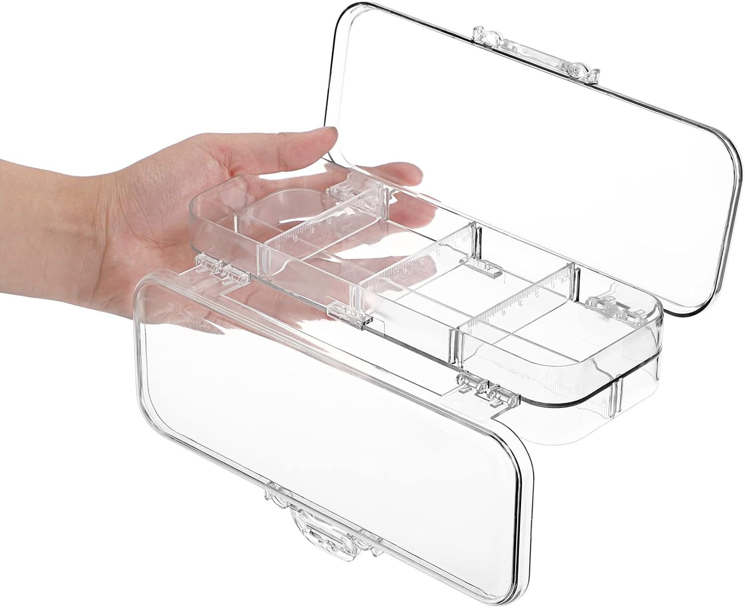 Double Deck Pencil Case Clear Plastic Stationery Box