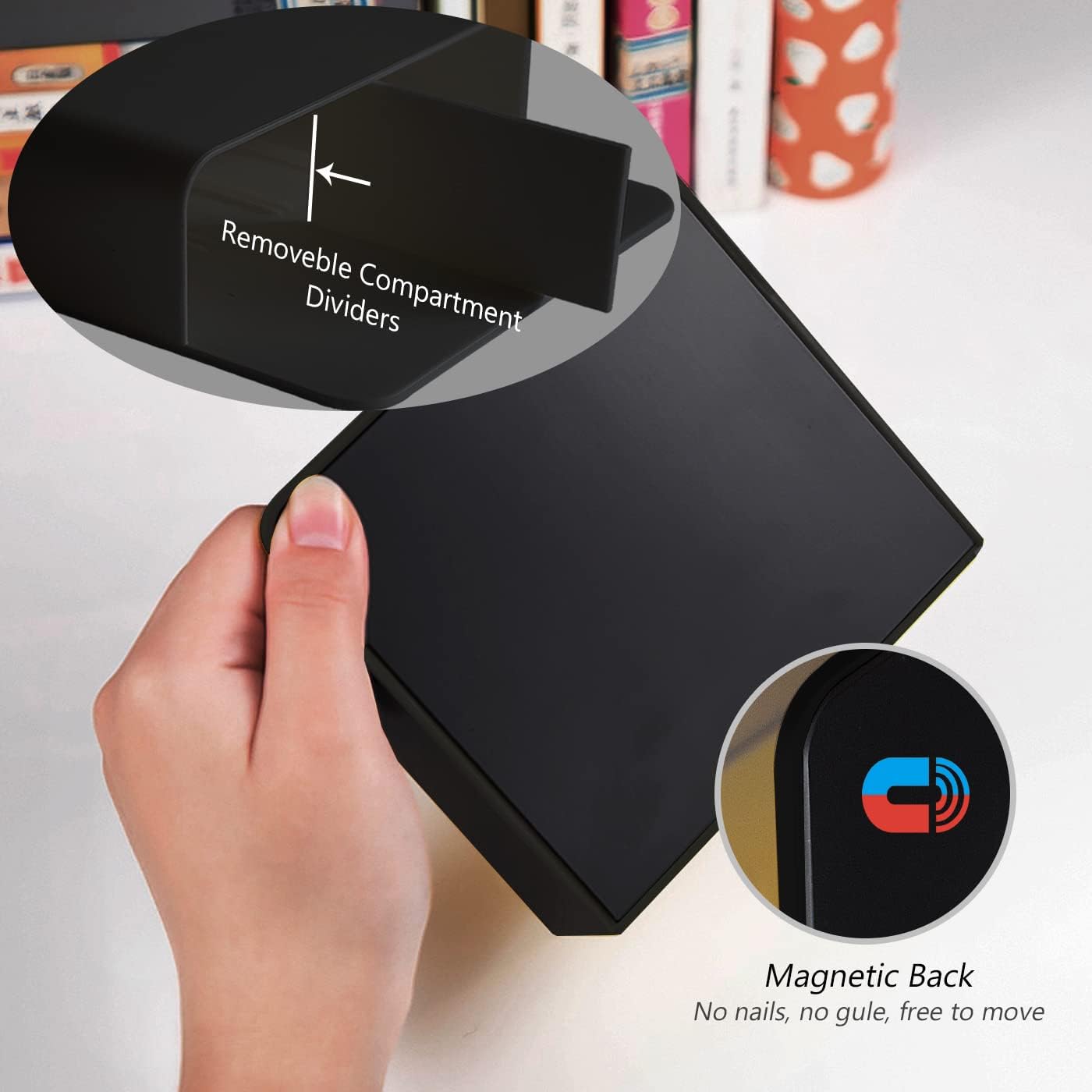 Magnetic Dry Erase Marker Pen Holder Black for Fridge Whiteboard