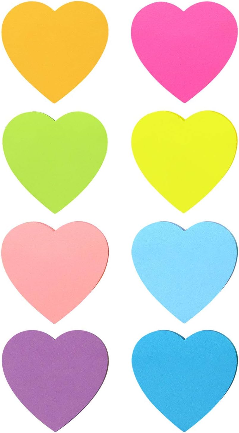 Heart Shape Sticky Notes 8 Color 75 Sheets/Pad