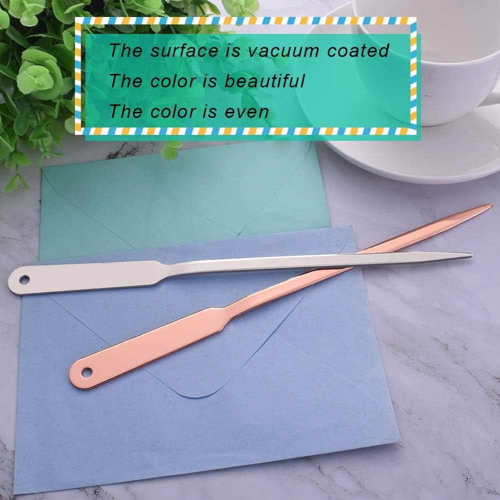 2 Pack Letter Openers Stainless Steel Envelope Slitter,Silver and Rose Gold