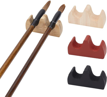 8pcs Calligraphy Painting Brush Rest Stand 4 Color Fire Shaped Wooden