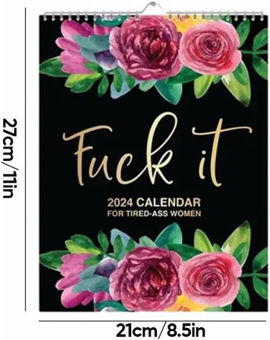 Fuck it Flower Calendar Memo,Wall 2024 Calendar for Tired-Ass Women