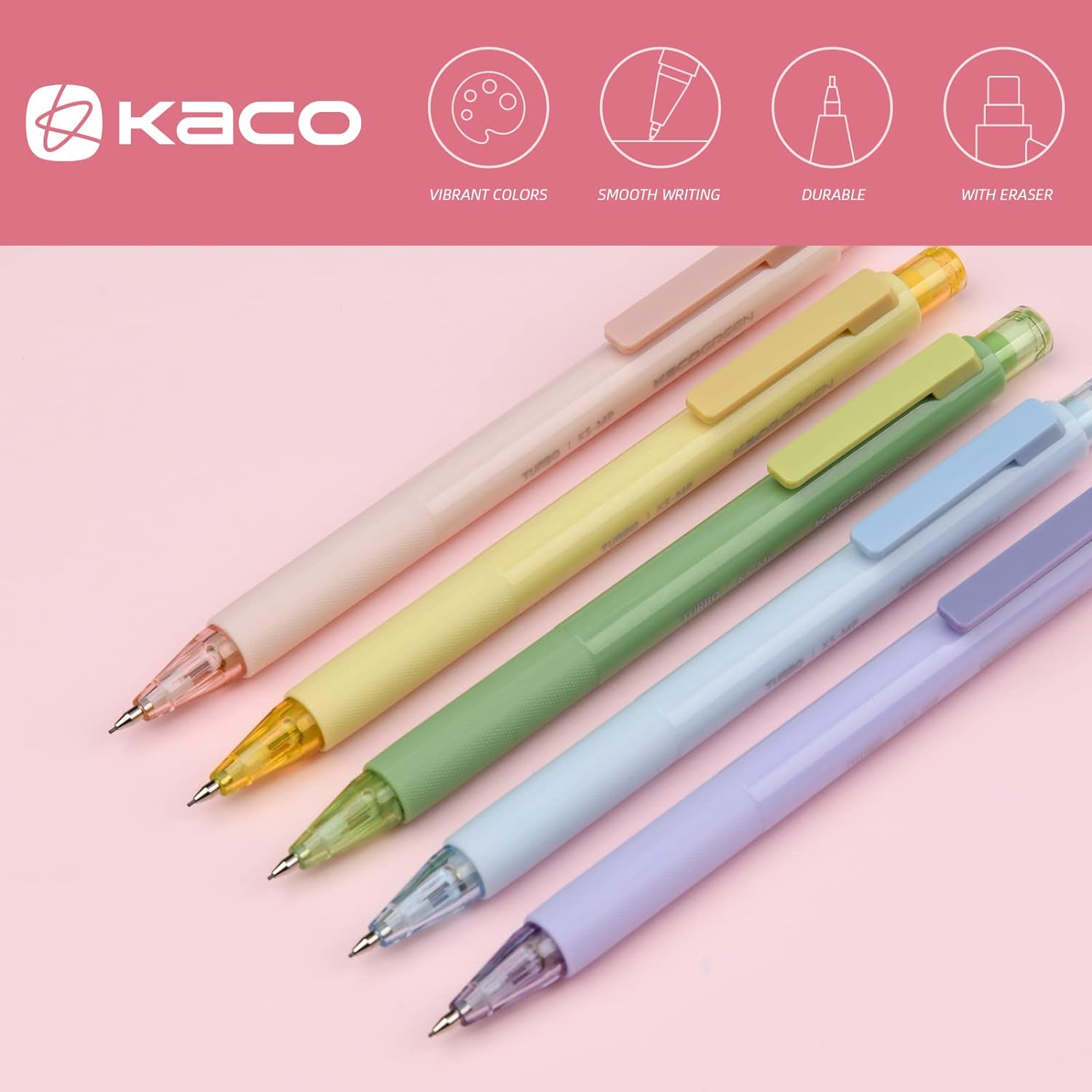 Kaco TURBO Mechanical Pencils with 5 Tube HB Lead Refills 5 Pack