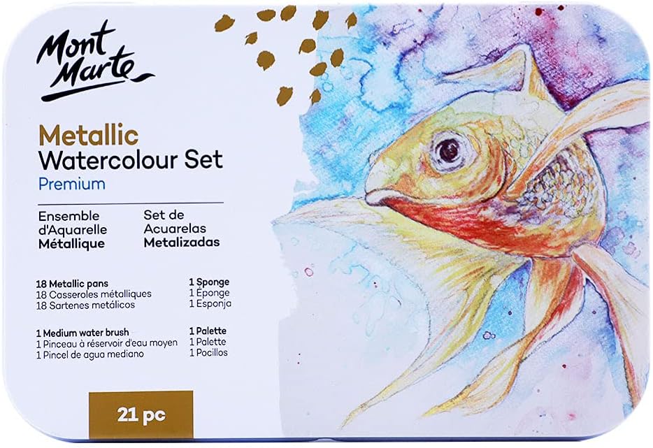 Mont Marte 21 Piece Premium Metallic Watercolor Cake Set