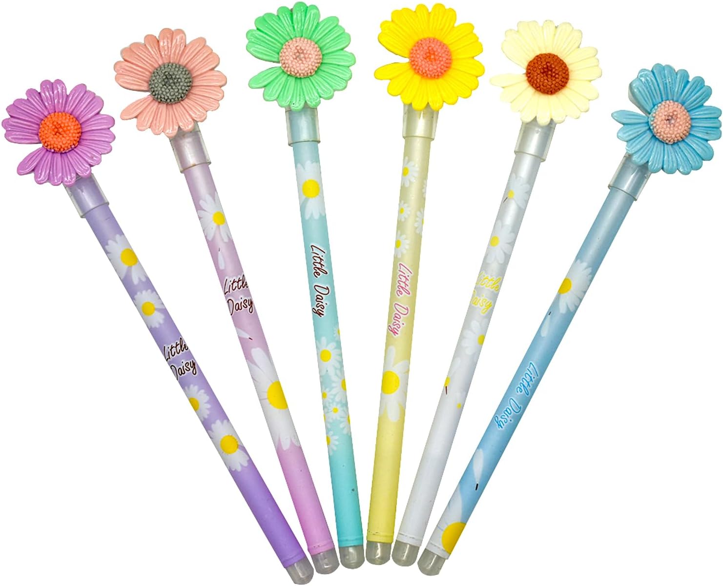 12PCS Fancy Daisy Gel Pens 0.5mm Black Ink