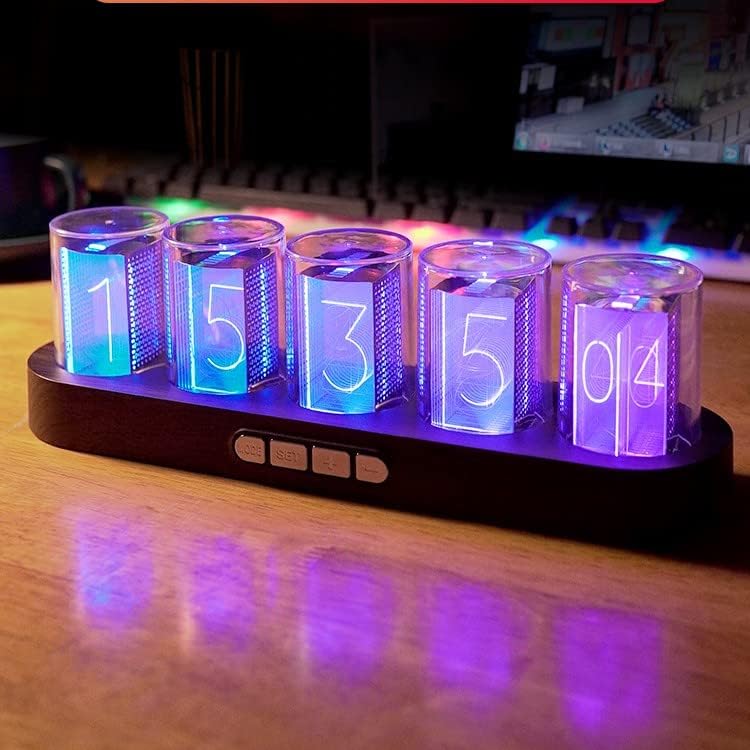 Simulation Nixie Tube Clock,RGB LED Desk Clock