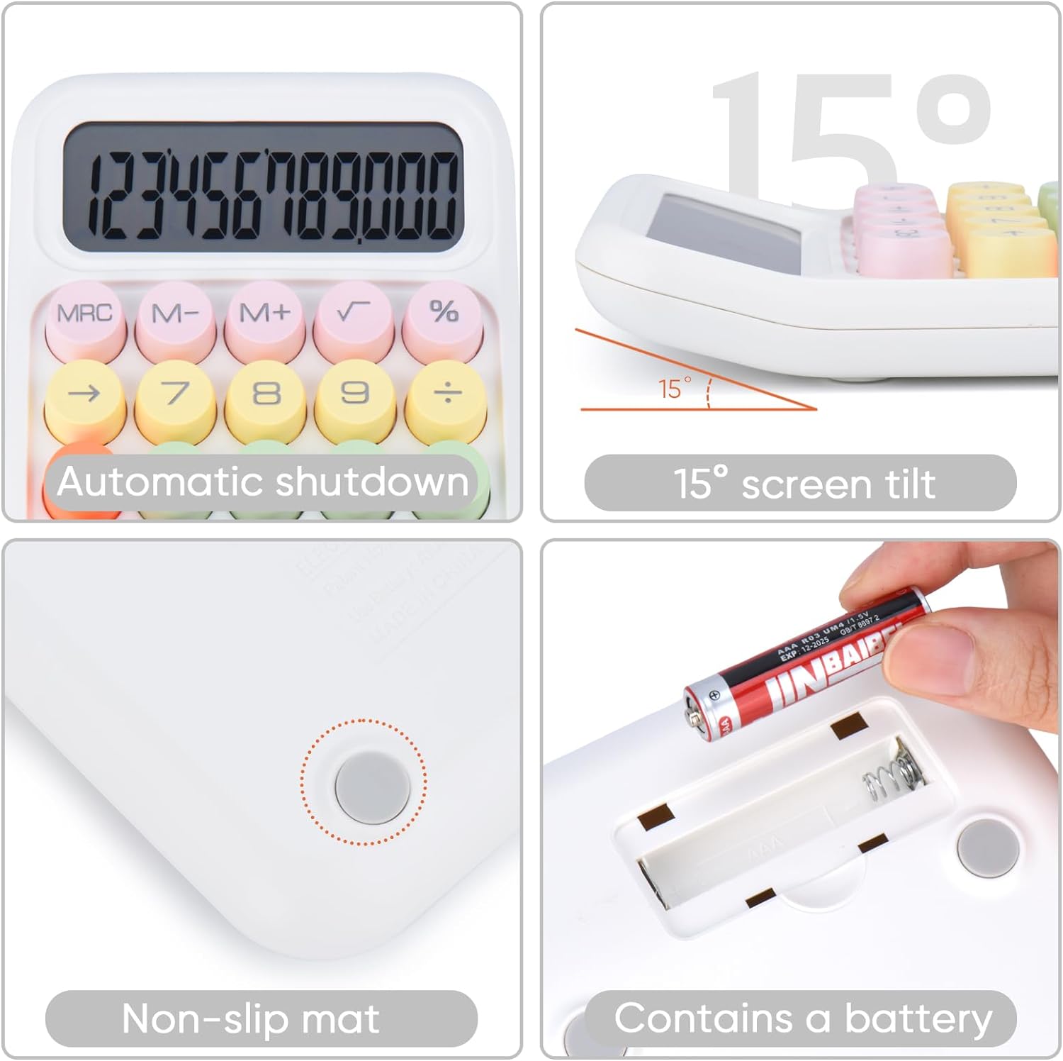 Colorful Candy Mechanical Pushbutton Calculator,12 Digit