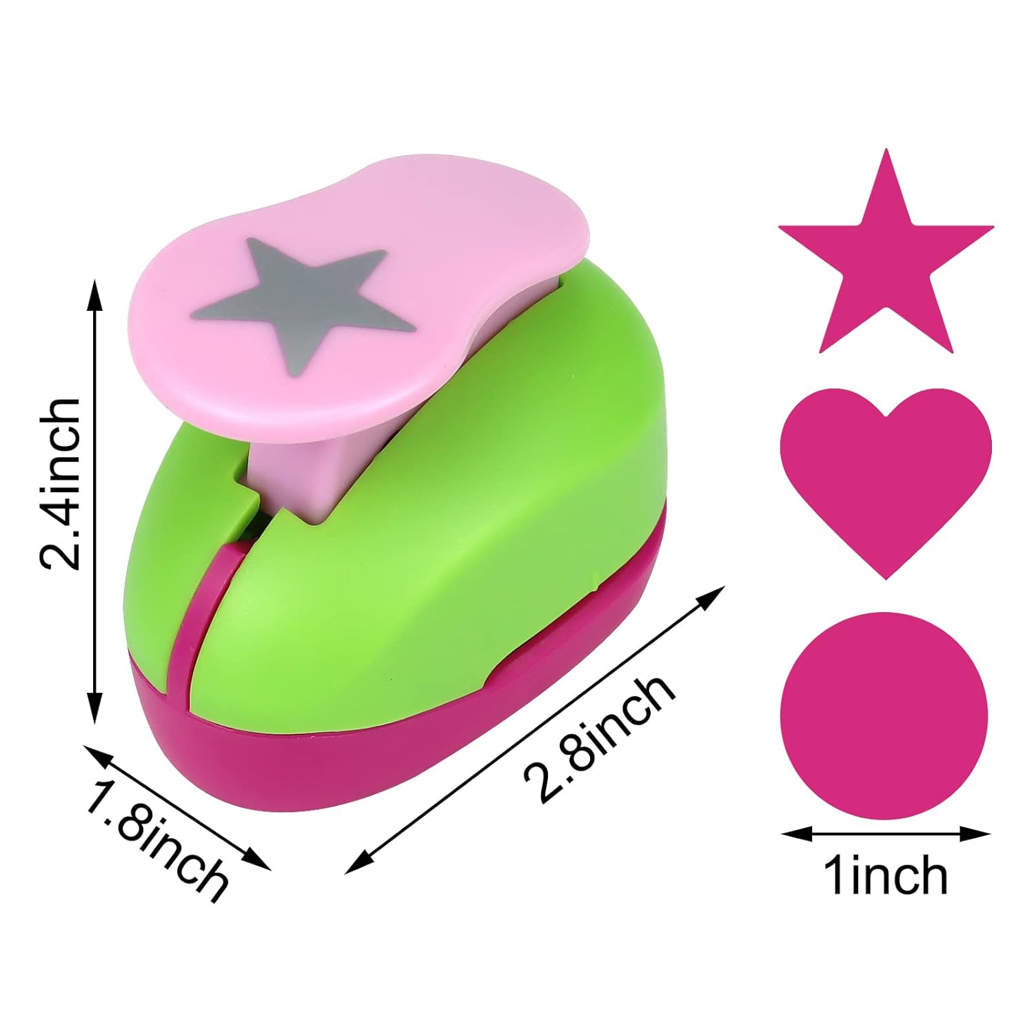 3Pcs 1 Inch Paper Punches with Heart,Star,Circle Craft Hole Shapes