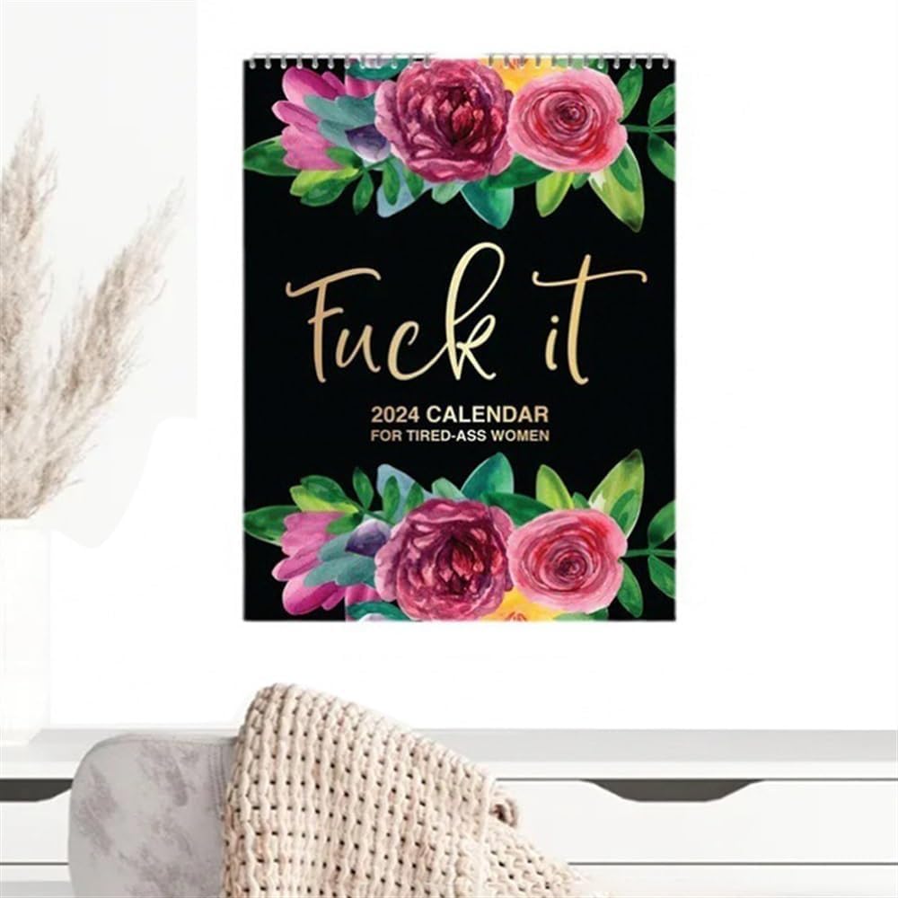 Fuck it Flower Calendar Memo,Wall 2024 Calendar for Tired-Ass Women