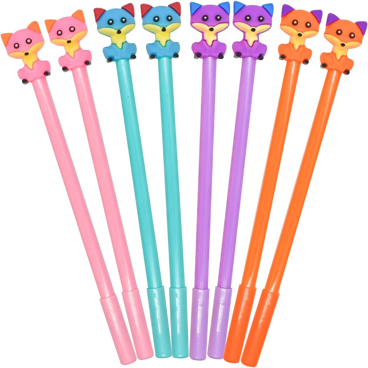 12PCS Kawaii Fox Animal Gel Pen 0.5mm Black Ink For Kids School