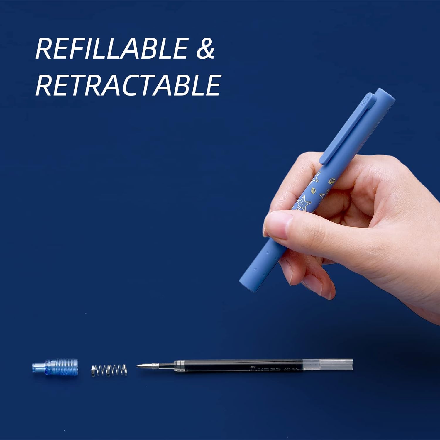 Kaco Retractable Gel Ink Pens 0.5mm Fine Point,6 Pack