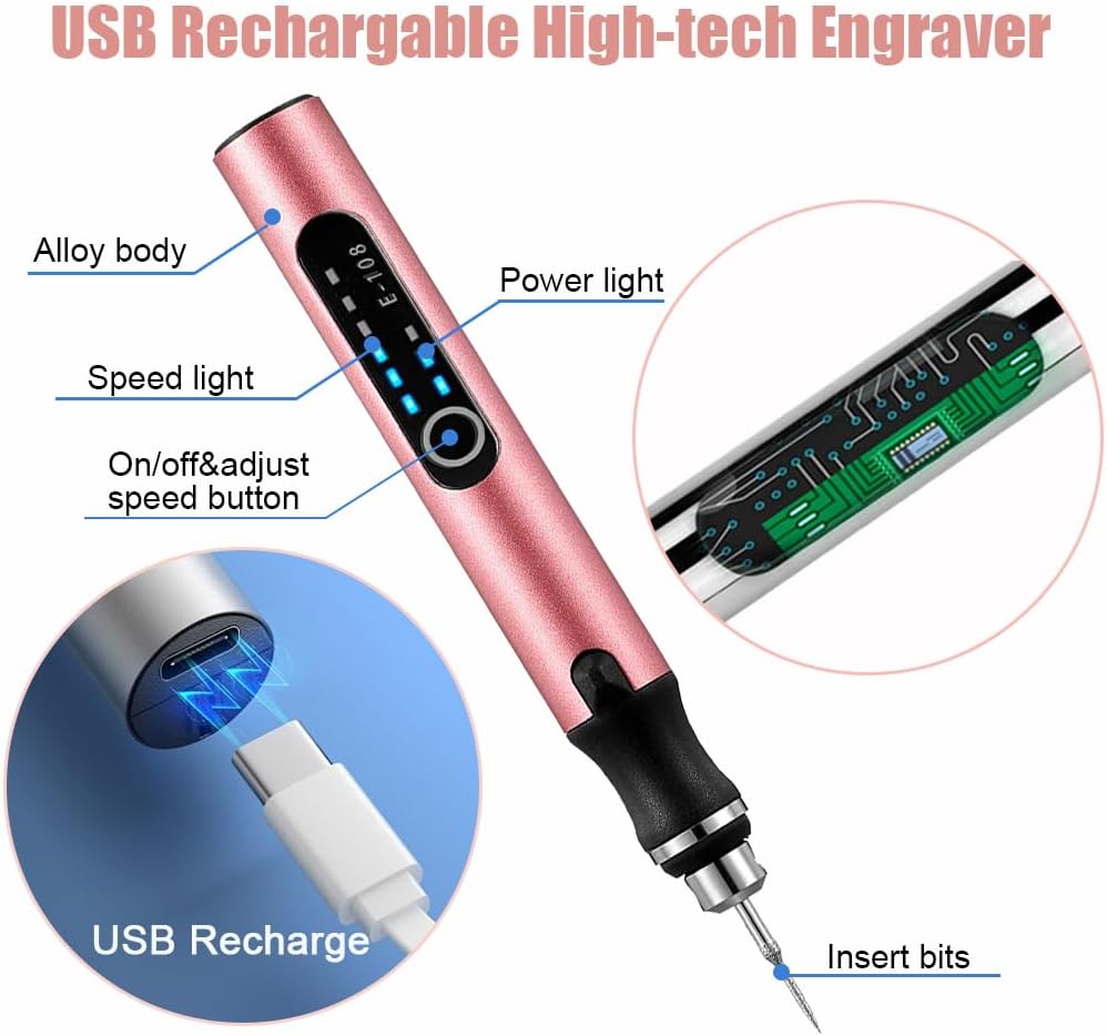 USB Rechargable MINI Jewelry Engraving Machines Pen with 35bits