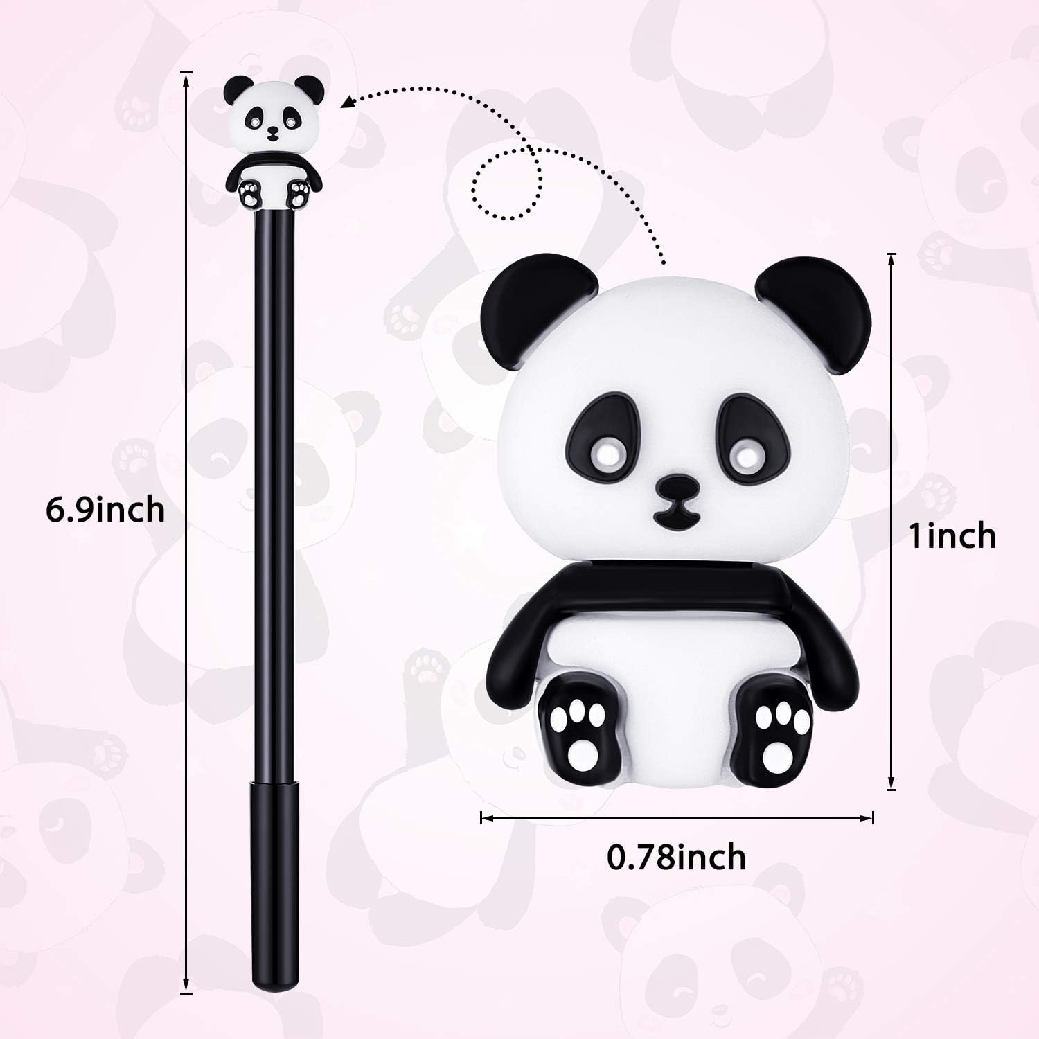 20Pcs Back to School Cute Panda 0.5 mm Black Gel Ink Pens