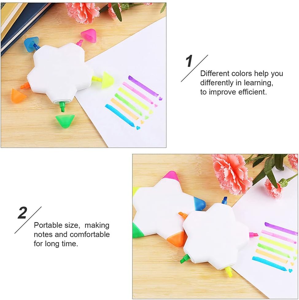 10Pcs Star Shape Watercolor Highlighter 5 In 1 Color Fluorescent Pens