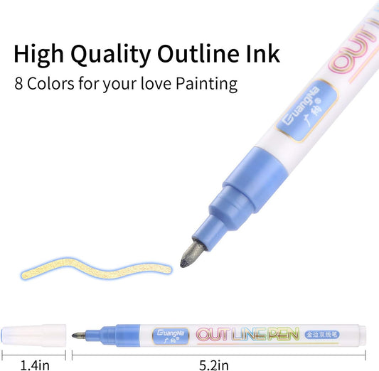 Guangna Outline Drawing Pens,12 Colors Metallic Markers Pens