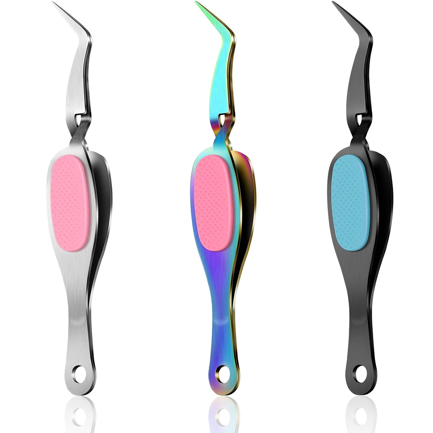 3PCS Curved Tweezers Stainless Steel for DIY Craft Jewelry