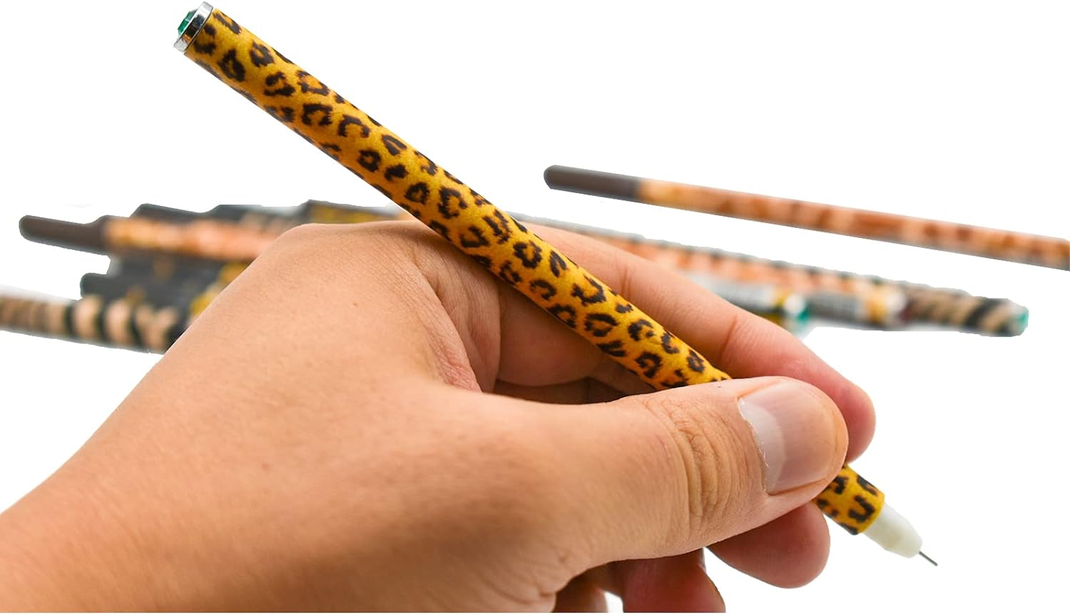 12PCS Leopard Print Giraffe Pattern Gel Pens Diamond Black Ink 0.38mm Extra Fine