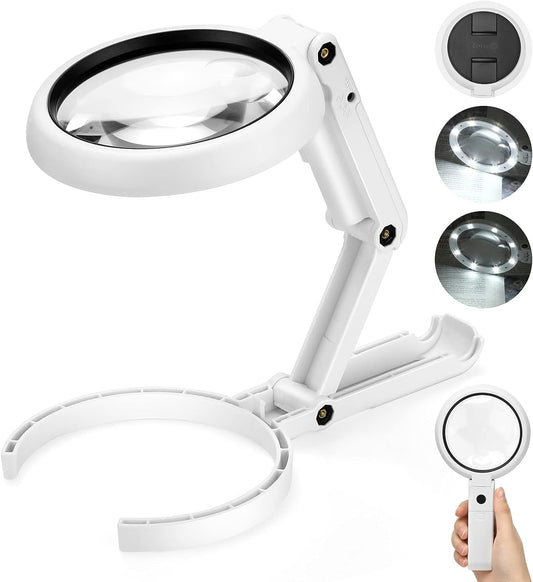 10X Magnifying Glass 8 LED Lighted Desktop Magnifier for Reading,Craft