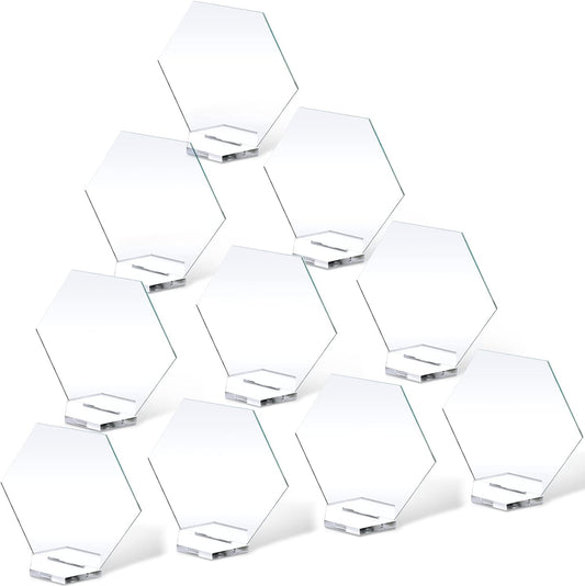 Sublimation DIY Acrylic Hexagon Table Place Card with Holder 10 Pack