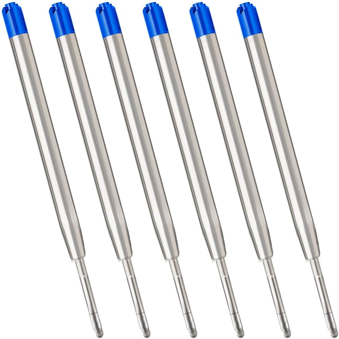 6pcs Ballpoint Pen Refills,1mm Medium Tip,Black Blue Red