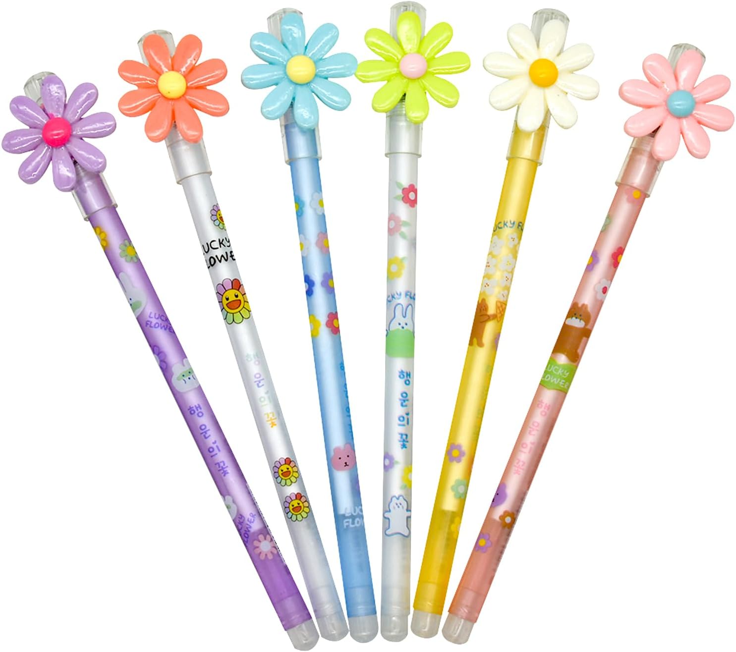 12PCS Fancy Sunflower Gel Pens 0.5mm Black Ink