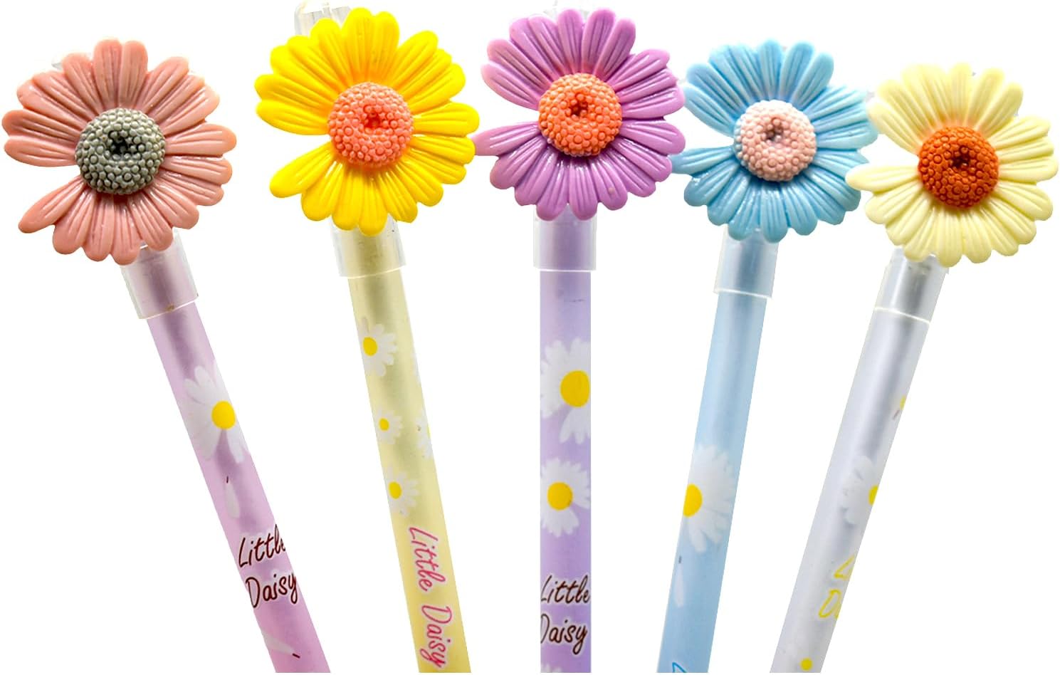 12PCS Fancy Daisy Gel Pens 0.5mm Black Ink