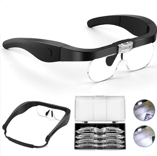 Rechargeable Headband Magnifying Magnifier Glass 1.5X-2X-2.5X-3.5X