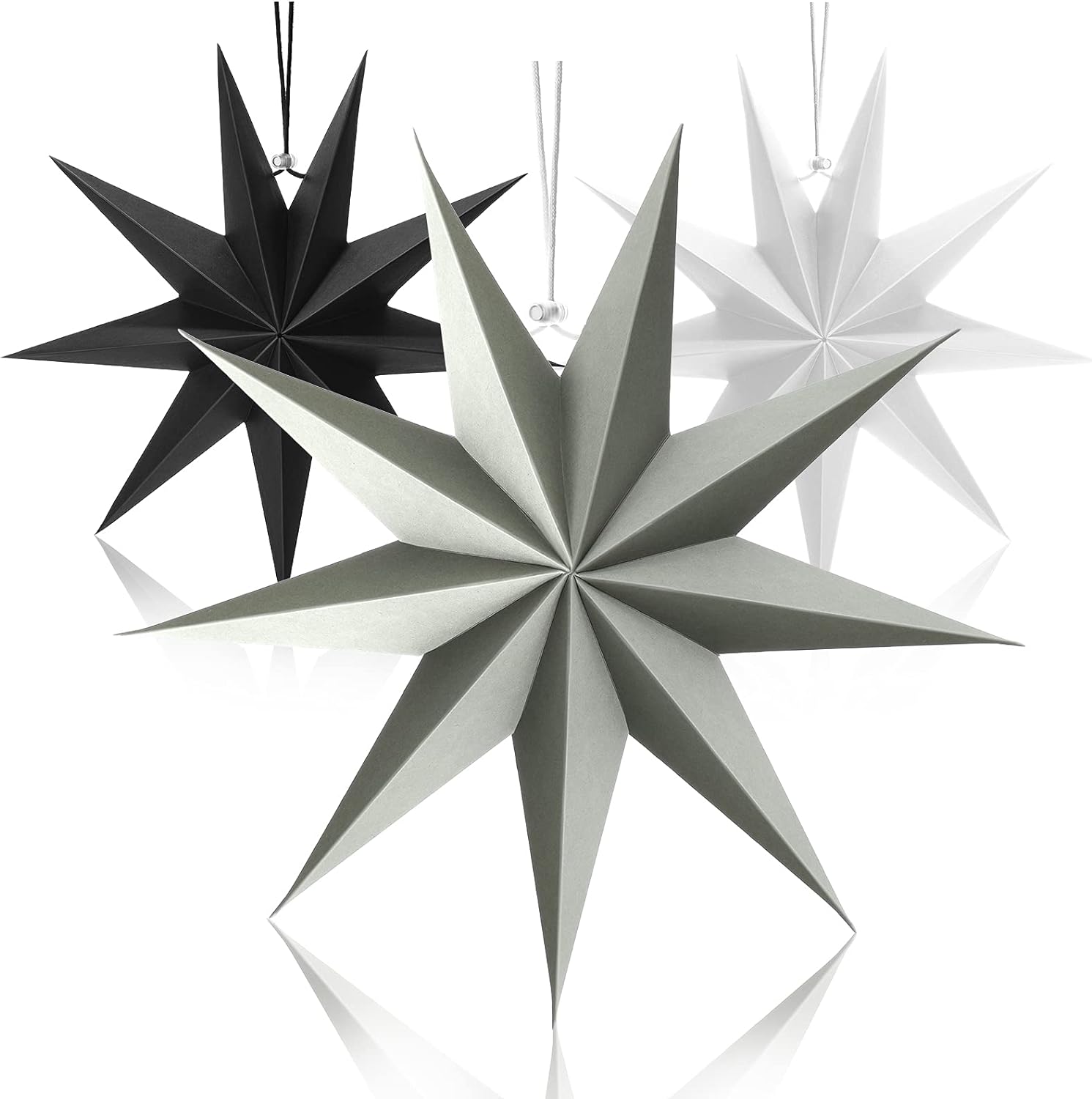 3Pcs Paper Star Lanterns 12 Inch Hanging Decor