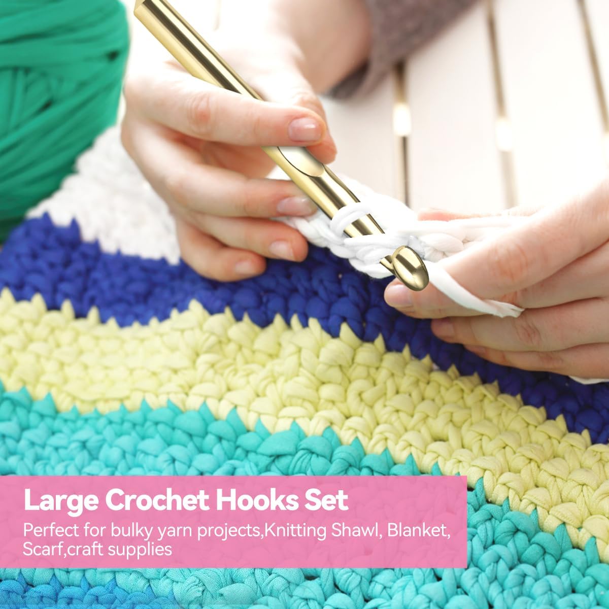 36PCS Large Crochet Hooks Set 6.5MM-15MM Crochet Needles and Accessories