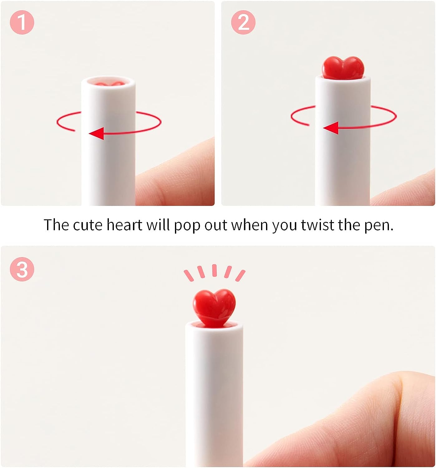 Kaco FIRST Gel Ink Pens,Cute Heart with Extra 4 Black Refills (2 White)