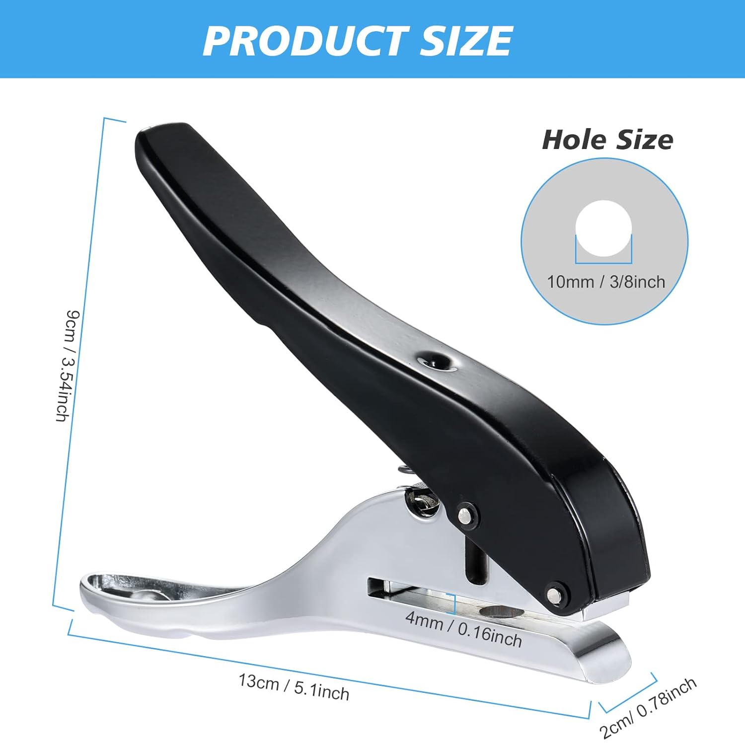 Single Hole Punch Hand Held for Tags Paper Cards Plastic Cardboard