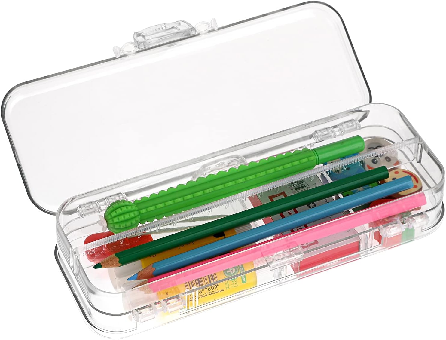 Double Deck Pencil Case Clear Plastic Stationery Box