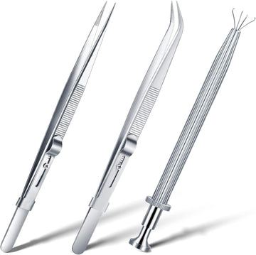 3 Pack Stainless Steel Diamond Claw Tweezers for Beads Gems Jewelry