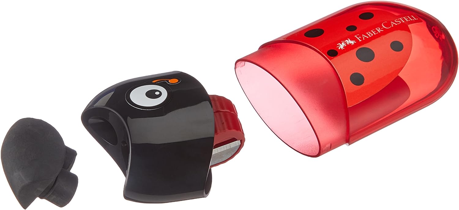 Faber Castell Dual Hole Pencil Sharpener with Eraser Ladybug