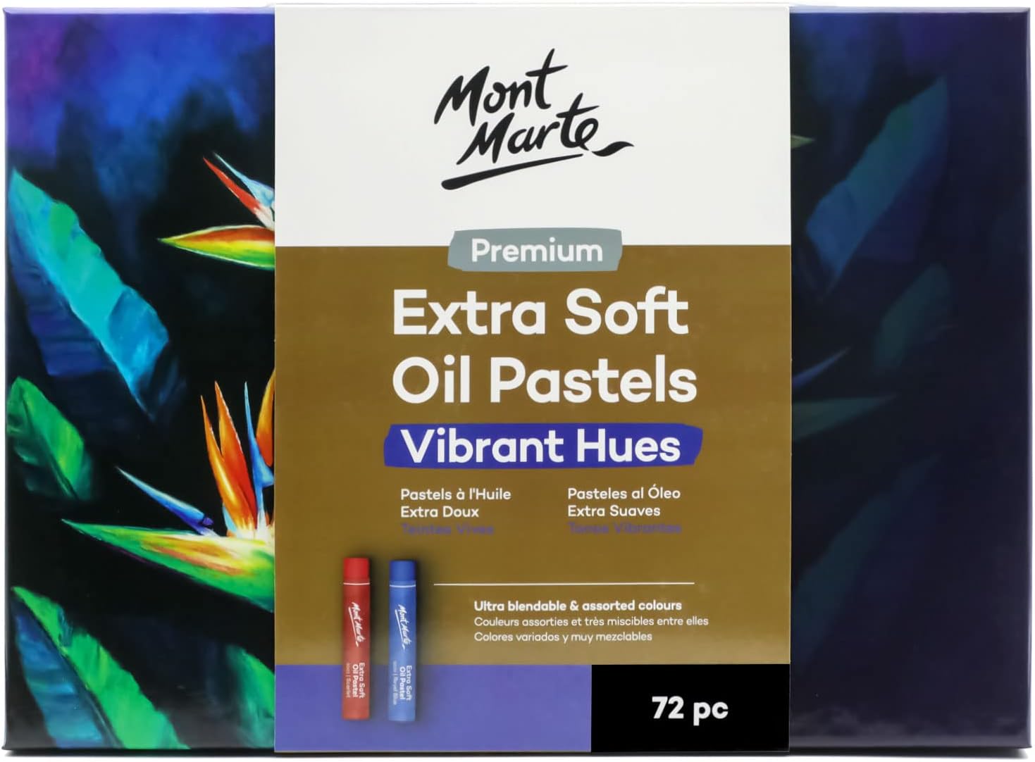 Mont Marte Extra Soft Oil Pastels 72pcs Assorted Bright Colors