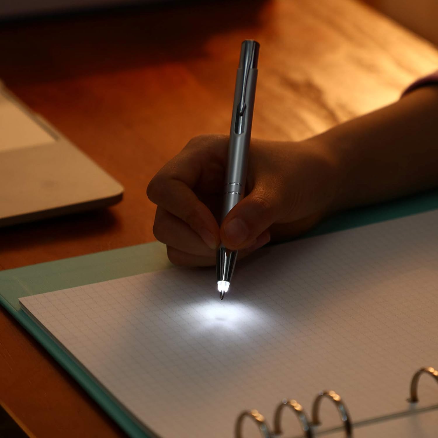 4 Pack Ballpoint Pens with LED Light for Writing in the Dark