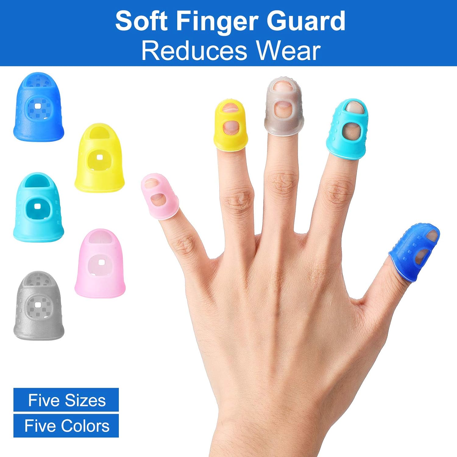 20PCS Rubber Finger Tips Guard Assorted Colors Finger Protector Covers