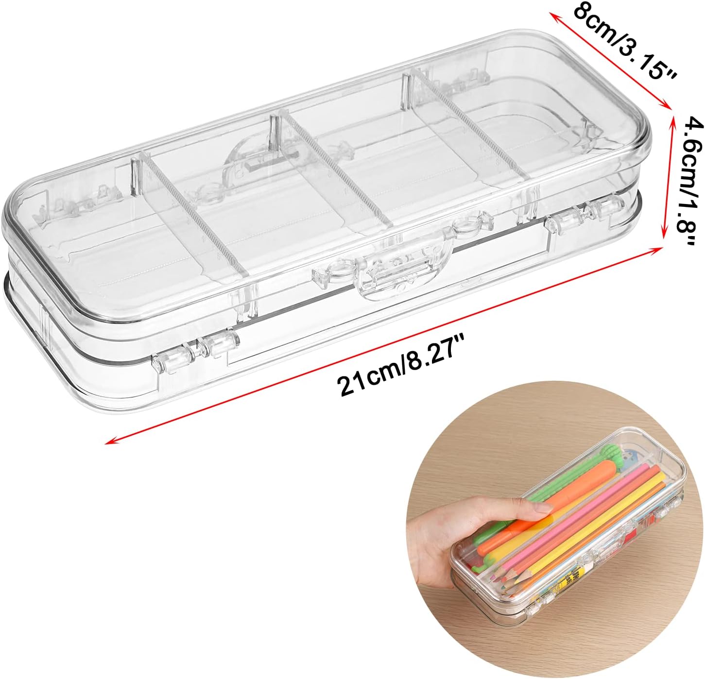 Double Deck Pencil Case Clear Plastic Stationery Box