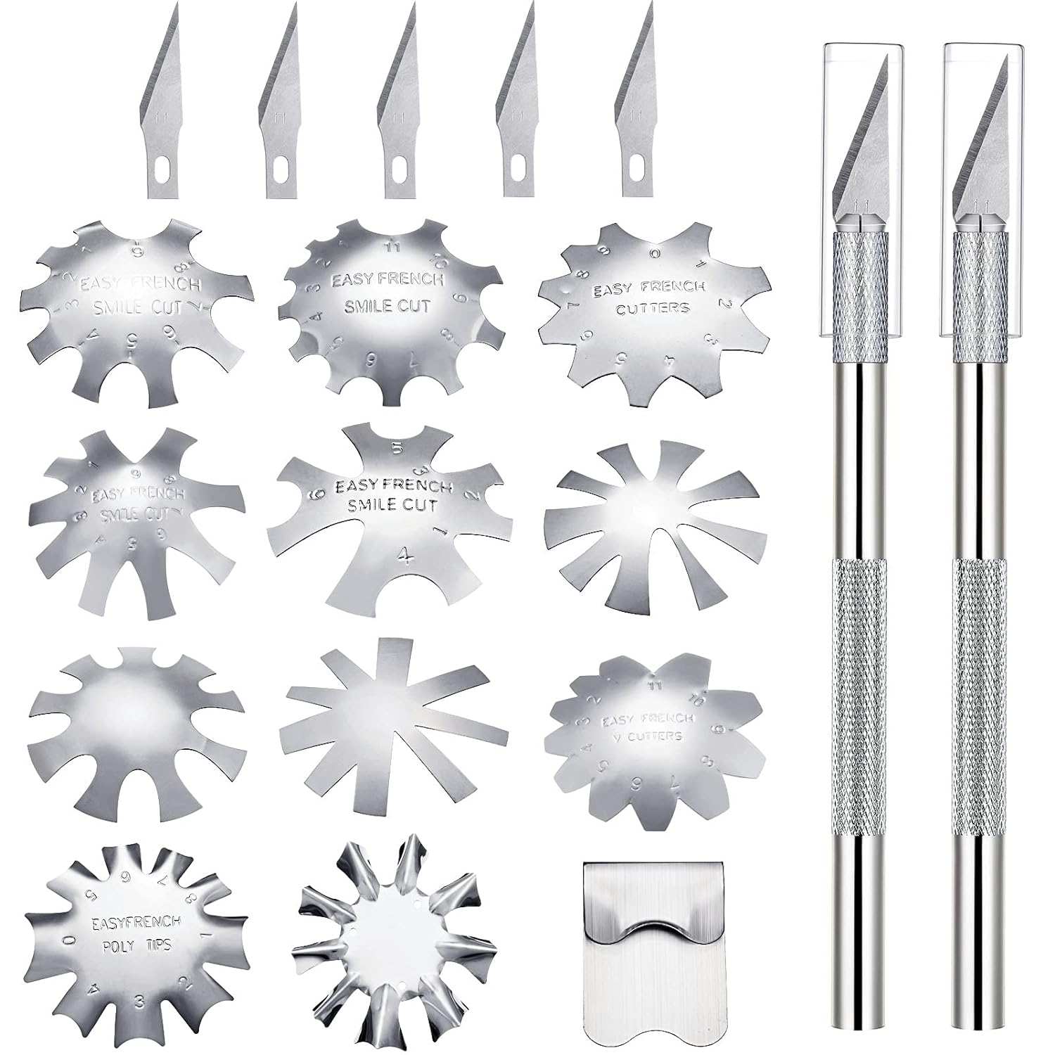 19Pcs French Nail Trimmer Set with Cutting Knife and Spare Blades