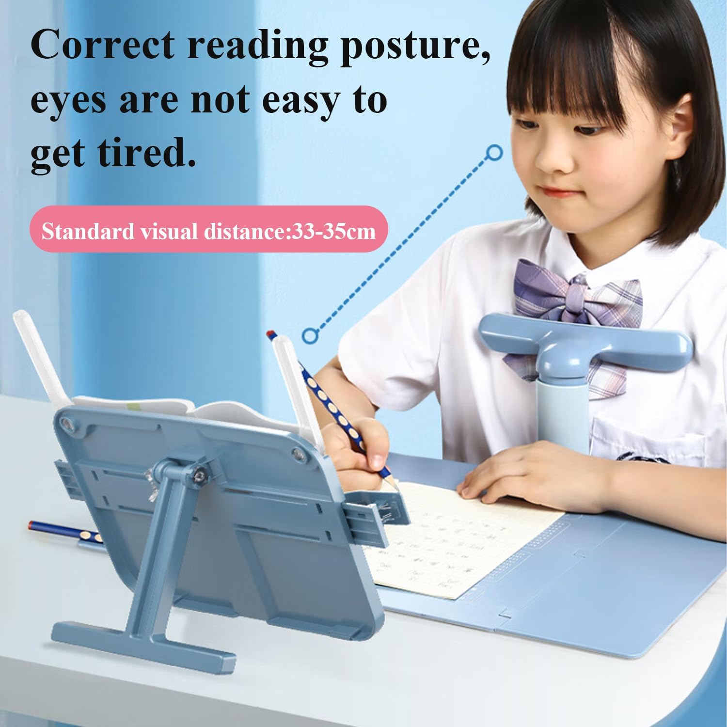 Hands-Free Desktop Book Stand for Kids  with Paper Clip