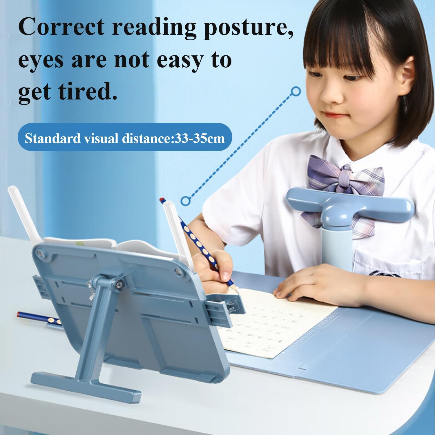 Hands-Free Desktop Book Stand for Kids  with Paper Clip