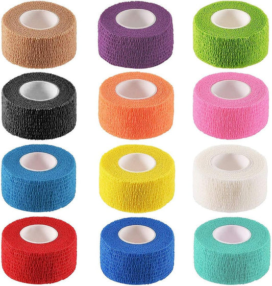 12 Colors Self Adhesive Bandage Wrap for Finger Nail Protector,2.5cm x 4.5m / 1" x 5yd