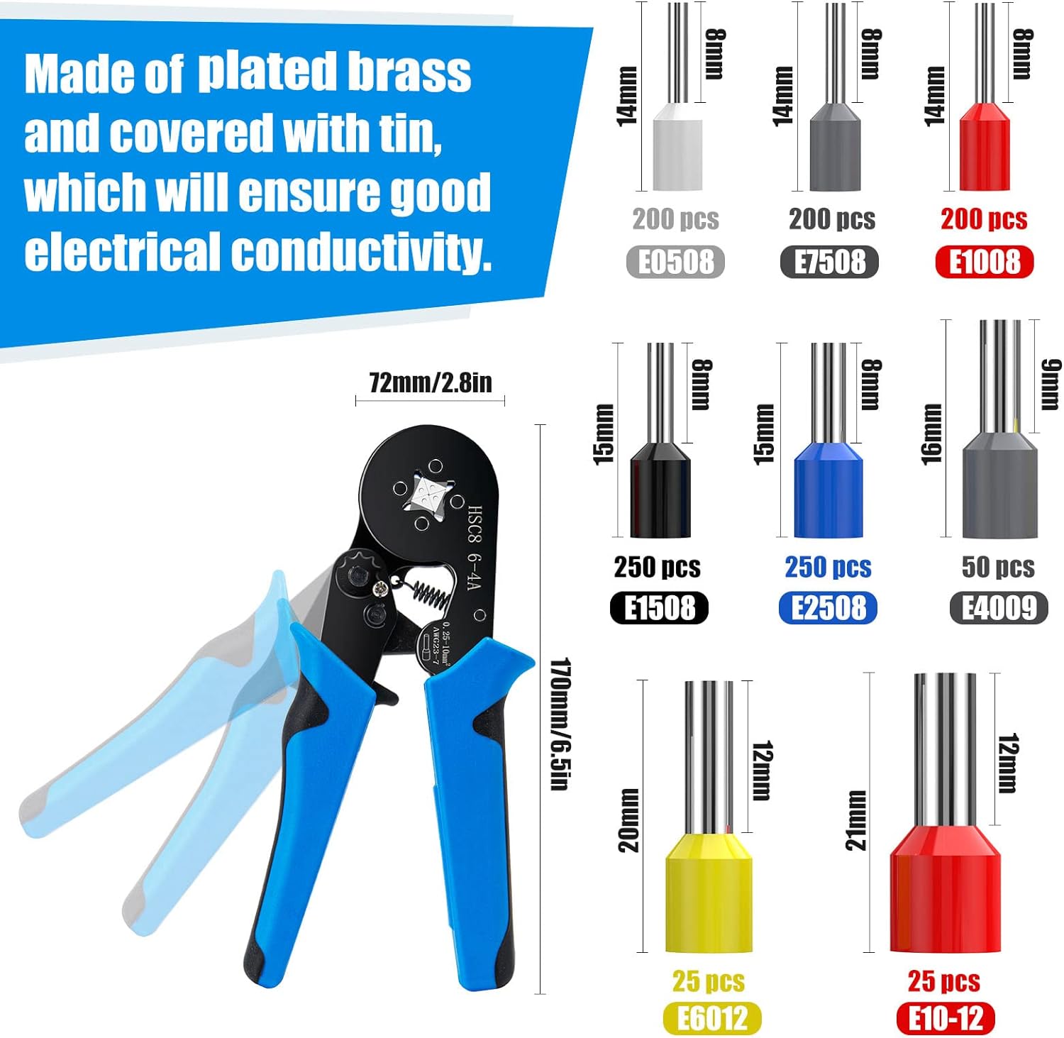 Ferrule Crimping Tool Kit with 1250PCS Wire End Ferrules,Crimper Plier