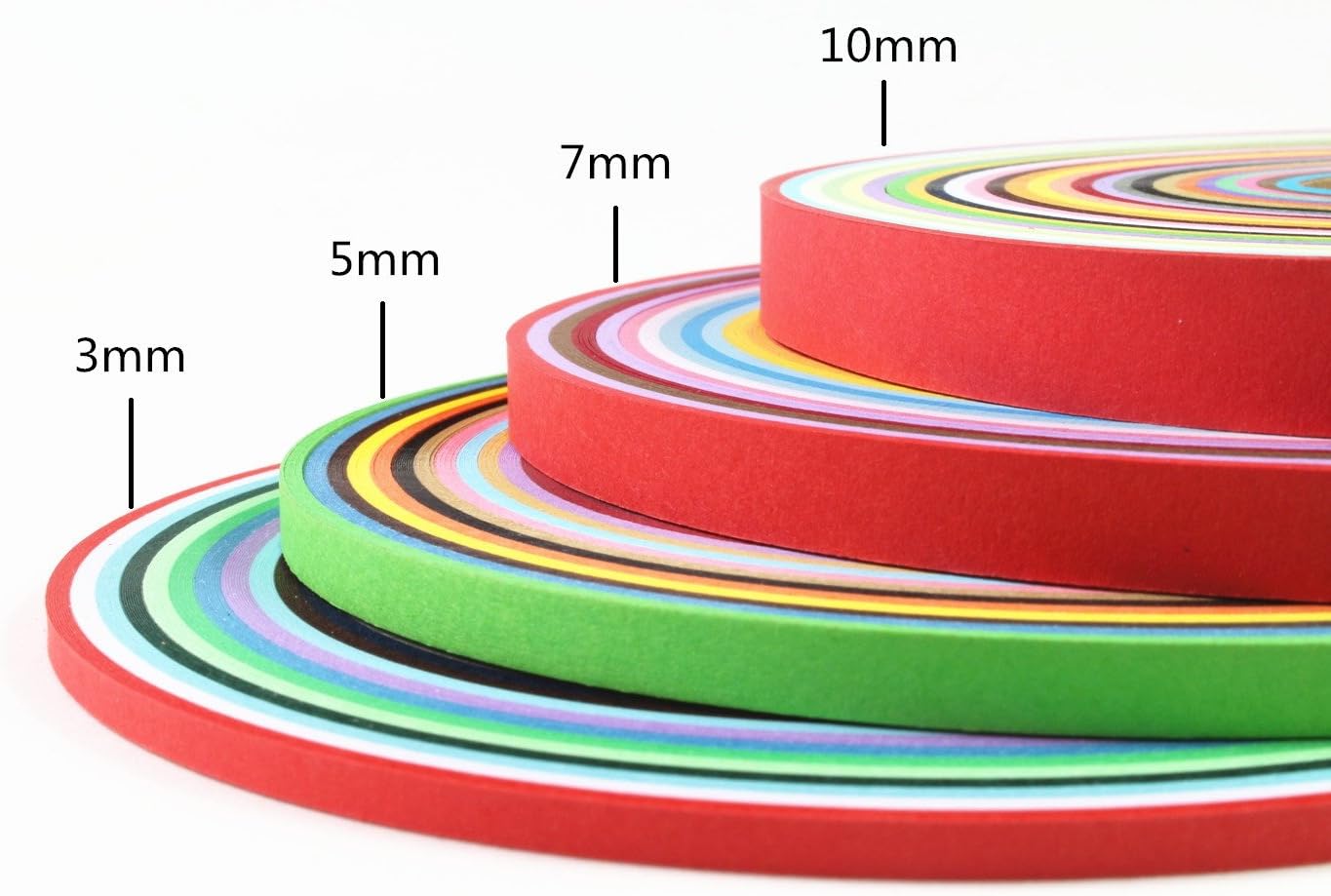 1040PCS Paper Quilling Strips Set 26 Colors (3/5/7/10mmx39cm,4 Pack)