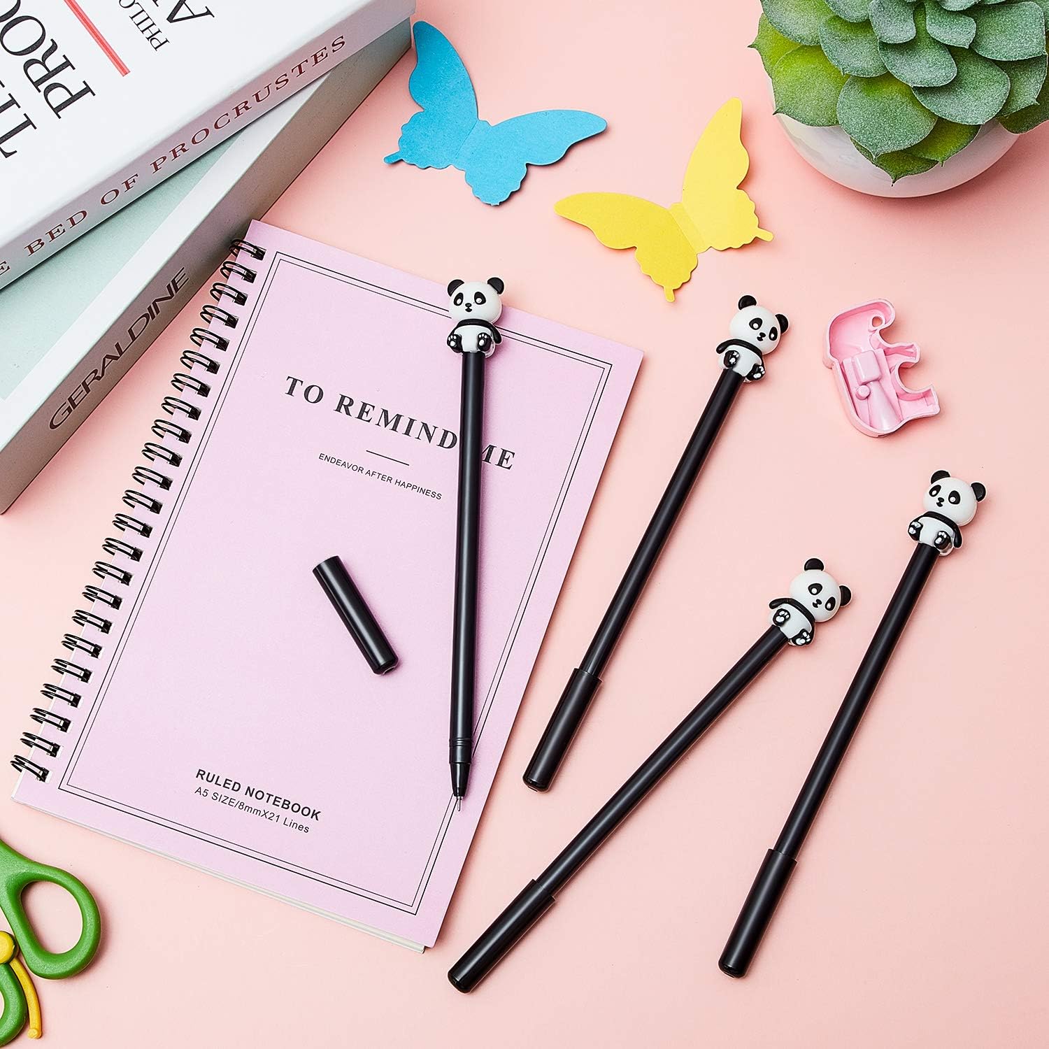 20Pcs Back to School Cute Panda 0.5 mm Black Gel Ink Pens